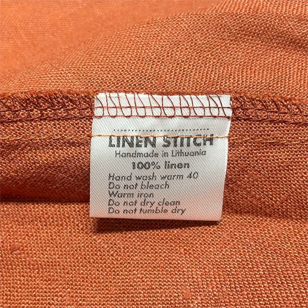 LINEN STITCH STORE Lithuanian Linen Sharkbite Long-Sleeve Tunic Burnt Orange XL - Picture 7 of 7